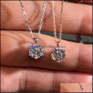 18K Rose Gold 2Ct Lab Diamond Pendant Real 925 Sterling Sier Party Wedding Pendants Chain Necklace For Women Fine Jewelry Drop Delivery 2021