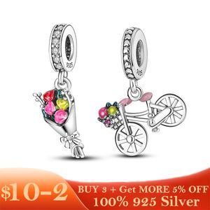 Charms Graduação 925 Buquê de prata esterlina Bouquet Rose Dangle Hat Bachelor Fit Bracelet Jewelry GiftCharmscharms