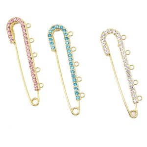 10 cm in oro /argento placcato in lega di intaglia per spilli di sicurezza della strass per spille cristallo hijab sciarpa per spilli con 5 loop per gioielli fai -da -te