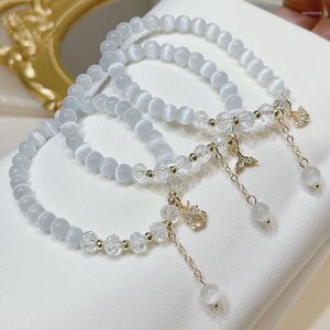 Bracelets de charme Bracelete opala de estilo coreano feito de pedras frescas peixes de peixes cauda estrela amiga de miçangas para jóias womenncharm kent22