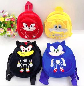 25 cm ny plats Sonic Plush ryggsäck Toy Hedgehog Cartoon Plush Doll ryggsäckar Fabrik grossist barnväska