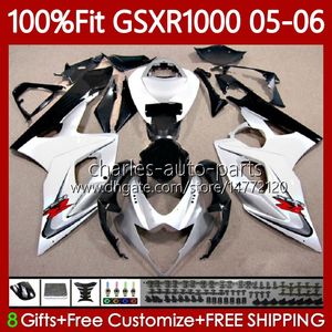 Bodys de Molde de Injeção para Suzuki GSXR1000 GSXR 1000 CC K5 GSX-R1000 Branco Vermelho 2005-2006 Bodywork 122No.70 1000CC GSXR-1000 05 06 GSX R1000 2005 2006 Kit de Feira do OEM