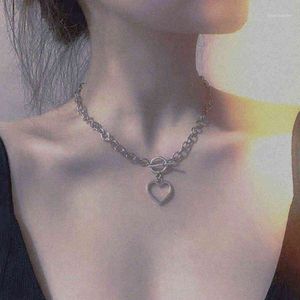 Thick Chain Pendant Choker Necklace Vintage Punk Neck Collar Fashion Charm Stainless Steel Heart For Women