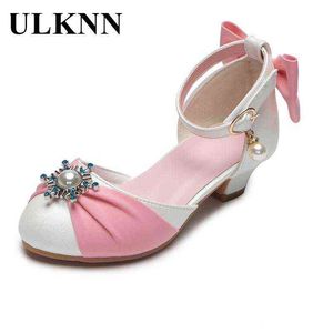 Girl High-heeled Sandals Children's Summer Pink Sandals Kid's Piano Performance Crystal Shoes Princess Dress Catwalk Shows G220418