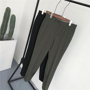 Erkekler Pantolon Sonbahar İnce Uzun ve İnce Adam Kore Moda 120cm Kalem Erkek Ordu Yeşil Pantolonlar