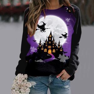 Kvinnors hoodies tröjor 8os kläder kvinnor halloween tryck höst mode långärmad avslappnad tröja fuzzy zip up hoodiewomen's