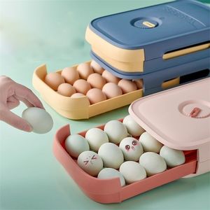 FOLOBE Scatola portauova da cucina Tipo di cassetto Contenitore per uova Custodia regolabile per tempo Organizzatore frigorifero da cucina 220719