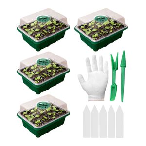 4PCS Samenvermehrungsschalen Züchter Kindergarten Topf Sämling Starter Tablett mit Deckel Keimbox für Gartenpflanzen Blumen