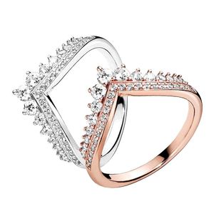 Anello Fmrose Sparkling Princess Wishbone Designer Ring per regalo di gioielli da donna