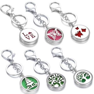 Fashion Round Little Love Key Rings Jewelry Stainless Steel Essential Oil Diffuser Perfume Aromatherapy Locket Keychain gift