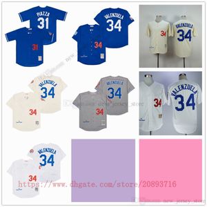 Film Vintage Baseball Jerseys nosi zszyty 34 Fernandovalenzuela Wszystkie zszyta nazwa Numer Oddychające Sport Sale wysokiej jakości koszulka