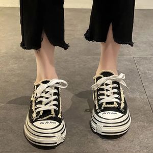 Gothic Chunky Platform Sneakers Women Designer Espadrilles Flats Sport Running Basket Lace Up Canvas Shoes 2022 Harajuku Zapatos 0613