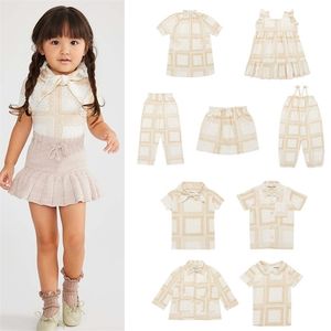 EnkeliBB Toddler Girl Summer Tshirt Misha Children Girls White Plaid Tops High Quality Cotton Soft Kids Boy Tshirts Tees 220607