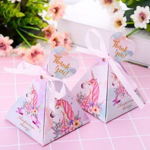 Wholesale unicorn party supplies for sale - Group buy Pink Triangular Pyramid Unicorn Candy Box Happy Birthday Baby Shower Party Decorations Unicorn Party Gifts Box Party Supplies CX220423