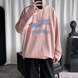 Wholesale mens long sleeve pink shirts resale online - Men s T Shirts Men Long Sleeve T Shirts Fashion Printed O Neck Cotton Pink Streetwear Harajuku Dress Top Tee