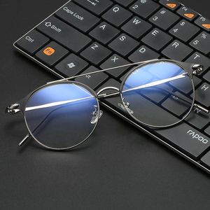 Moda de óculos de sol Frames VCKA 2022 Mulheres homens óculos de computador retro metal azul de bloqueio de óculos redondos de jogos UV400