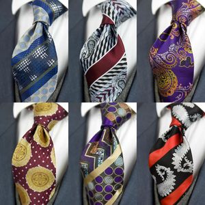 Klas geometrik desen bağları paisley kontrol etmiş noktalar çizgiler erkek kravat 100 ipek jacquard dokuma ücretsiz zarif marka