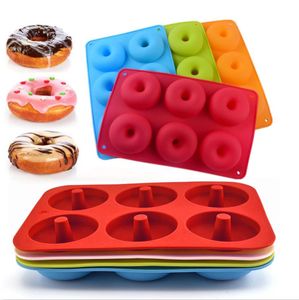 6-Loch-Silikon-Donut-Form, Backform, antihaftbeschichtet, zum Backen von Gebäck, Schokolade, Kuchen, Dessertform, DIY-Dekoration, Werkzeuge, Bagels, Muffins, Donuts-Formen