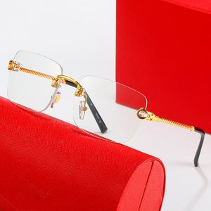 Sunglasses for woman Carti glasses classic Horseshoe Buckle Composite Metal Rimless Optical Frame Rectangle Gold eyeglass Luxury mens Sunshade sunglass with box