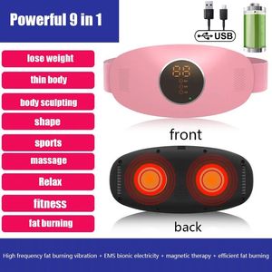 Slimming Machine Weight Loss Lazy Big Belly Usb Rechargeable Ems Fitness Belt Led Display Electrical Muscle Stimulator Abdomin 220325