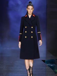 Mulheres de lã feminina Moda feminina Winter Woolen Coat Double Basted Military Trench elegante jaqueta quente Abrigo Mujer manteau femme