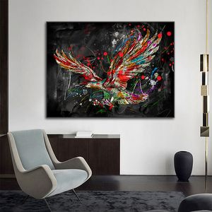 Hot Sell Poster Print Colorful Abstract Graffiti Birds Canvas Poster And Print Wall Art Picture For Home Decoration