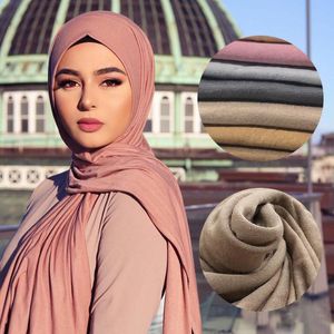 Многоцветная мягкая хлопковая мусульманская головокружение мгновенное джерси хиджаб полная крышка крышка обертывание Исламские шали женщины