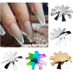 Nail Art Equipment Manicure Tools French Cutter Silver/Iredescence/Gold Deep Oval 9 Size Easy Smile Line/ C/ Almond Tips Acrylic Template#TP