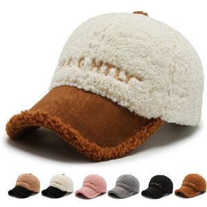 Bolas Caps 2022 Brown Branco Lambswool Chapéus de Inverno para Mulheres Lã Teddy Boné Boné Quente Mais Veludo Elegante Homens Gorras Hombre