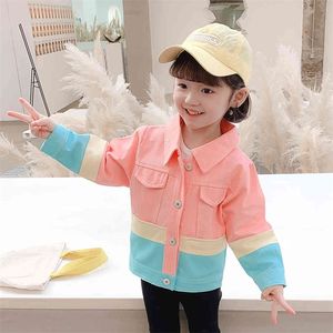 Девушка из куртки пэтчворк для девочек Coats Kids Casual Style Детские пальто весенняя осень детская одежда 210412