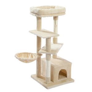 Drzewo mebli dla kotów dla kotów cali wielopoziomowa wieża kotka z Sisal pokrytą zarysowaniem Przestronne mieszkanie przytulne hamak i pluszowe górne okoń