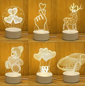 Casa lampada 3d 3d acrilico USB a led luci notturne lampade neon lampade decorazioni natalizie per la camera da letto decorazioni per la casa regali di matrimonio