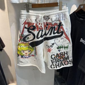 Real Pics 2023ss Shorts de lã padrão colorido de alta qualidade Casual Shorts de praia de malha masculinos e femininos