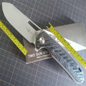 Twosun knives Outdoor Camping Titanium Carbon Fiber Fast Open Pocket Folding Knife TS380316k