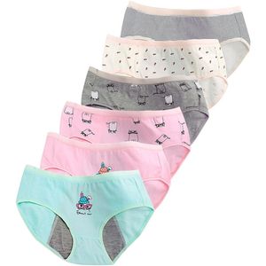 6pcs/Lot Menstrual Cycle Panties For Girls Cotton Womens Underwear Cartoon Briefs Women Intimate Accessories Woman Sexy Lingerie 220425