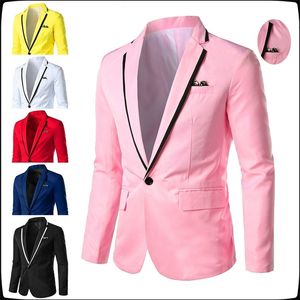 Men s Slim Jacket Business Casual Suit Wedding Groom One Button Blazer 220727