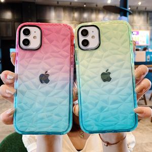 3D Gradient Diamond Transparent Clear Soft TPU Odporne szokiem dla iPhone'a 13 12 11 Pro Max XR XS 7 8 Plus Samsung S20 S21 Fe S22 Ultra A22 A52 A51 A51 A10S A20S A03S A03S