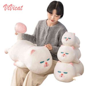 Hochwertiges Vivi-Katze-Kuschelkissen, gefüllt mit weißem, fettem, liegendem Alien-Kissen, rosa Kugelschwanz-Kuscheltier, Bbay Pop-Weihnachtsgeschenk für Kinder, J220704