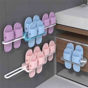 1 Change 4 Selbstklebende Schuhe Regal Handtuch Klapphalter Rack Wandmontage Slipper Kleiderbügel Hängehaken Badezimmer Schuhe Organizer 210609