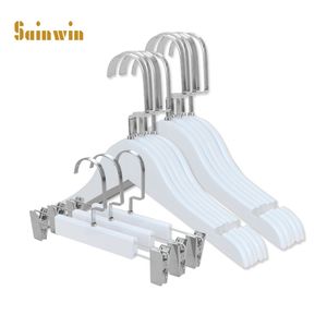 Sainwin 10pcs/Lot White Baby Wood Hoosers لرفع ملابس الأطفال شماعات خشبية T200211