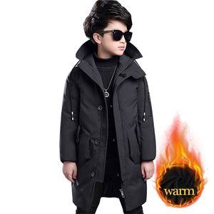 Erkekler uzun palto düz renkli ceket erkekler için kalın sıcak çocuk ceket kış çocuk kıyafetleri 6 8 10 12 14 lj201202
