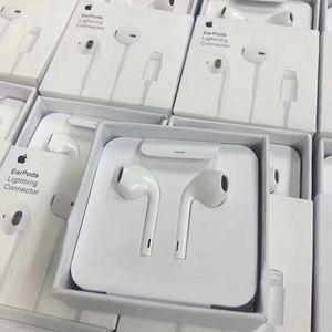 OEM 1; 1 Ear Earphones Lightning Wirding Wired EarPods f￶r iPhone 7 8 x 11 12 13 Pro Max Stereo-h￶rlurar med plus proteinboxens mikrofj￤rrkontrollhuvud med logotyp