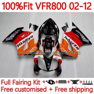 ホンダインターセプターの射出型VFR800 VFR 800 RR CC 800RR 02-12 121NO.4 800CC VFR800RR 02 03 04 05 06 07 VFR-800 2002 2008 2009 2010 2011 2012フェアリングレプソルオレンジ