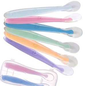 Baby Silicone Soft Spoon Training Matningskedar för barn Barn Spädbarn Temperaturavkänning 220812