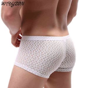 Mens Boxer Sexy Underwear Men Lace Breathable Boxershorts Underpants Man Solid Boxers Hombre Boxer Shorts Men's Panties G220419