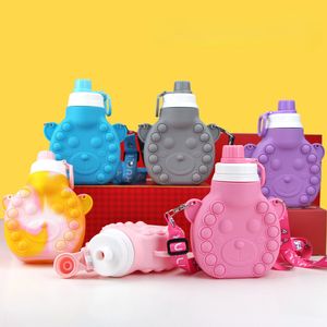 Fashion Silicone Water Bottle Push Bubble Fidget Purses and Handbags Cute Mini Jelly Shoulder Bags Little Girls Kids Purses