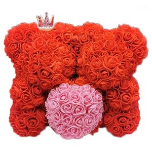 Two Teddy Rose Bear Heart Handmade Artificial Permanent Gift For Valentine's Day Anniversary Wedding Party