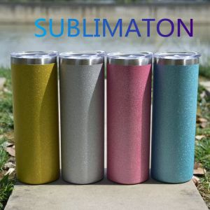 Wholesale plastic tumbler resale online - 20oz straight sublimation texture Tumblers Powder Glitter Bottles With plastic Straw Lid Double Wall Vacuum Coffee Portable Beer Milk Water Cup