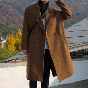 Men's Wool & Blends Wear Mid-Length Woolen Coat 2022 Autumn Winter Thickened Fashion Double Breasted Long Fran22 T220810