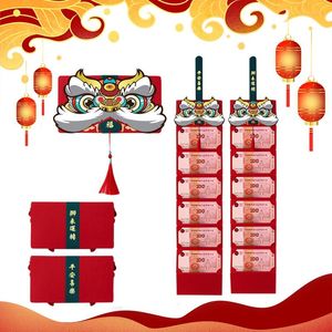 Gift Wrap Folding Red Envelope Cartoon Dance Lion Hong Bao Creative Year Lucky Money Pocket Spring Festival Wedding BagsGift